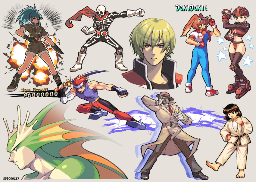 absolutely_everyone, animal_ears, arika, asura_blade, blonde_hair, blue_bodysuit, blue_eyes, blue_hair