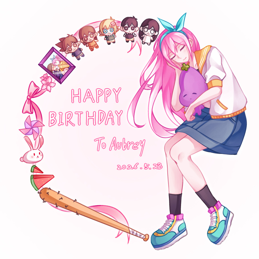 1girl, absurdres, aubrey_(faraway)_(omori), aubrey_(omori), basil_(faraway)_(omori), basil_(omori), black_socks, blue_hairband