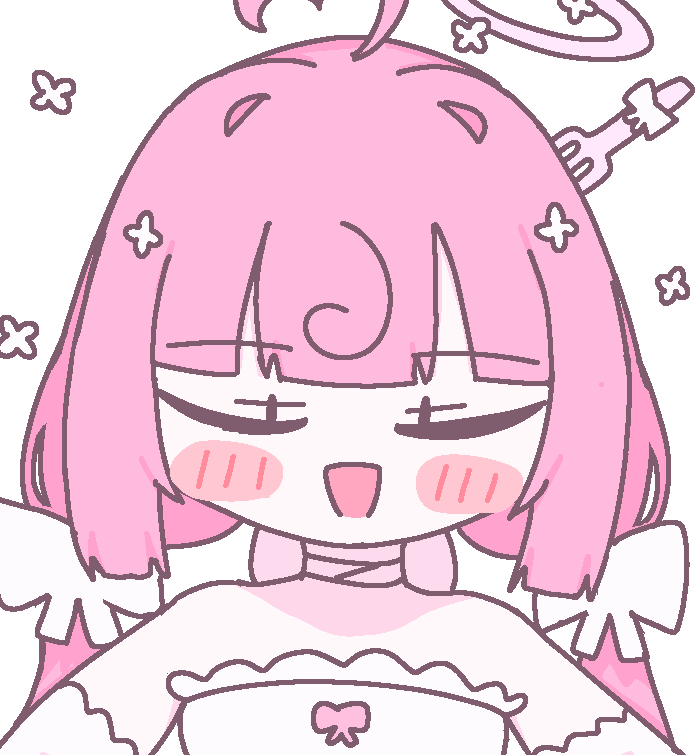 1girl, angel, bow, chibi, chibi_only, chocoichor, closed_eyes, commentary_request, dress, flower, fork_hair_ornament, hair_flower, hair_ornament, indie_utaite, indie_virtual_youtuber, momone_chinoi, open_mouth, pink_hair, simple_background, tenshi-sama_no_iu_toori