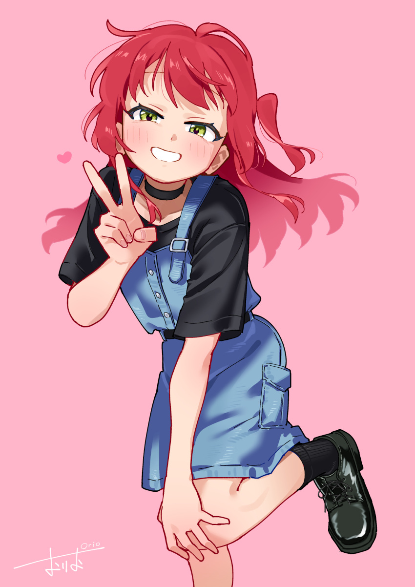 1girl, black_choker, bocchi_the_rock!, choker, commentary, heart, highres, kita_ikuyo