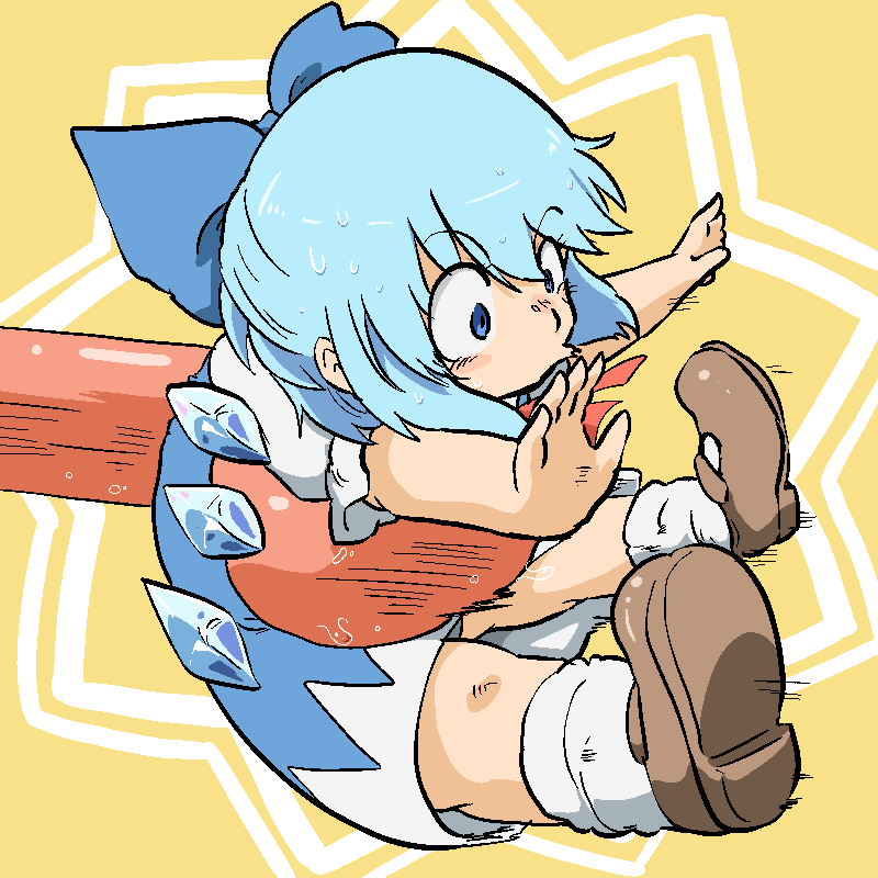 1girl, ankle_socks, blue_bow, blue_dress, blue_eyes, blue_hair, blush, bow