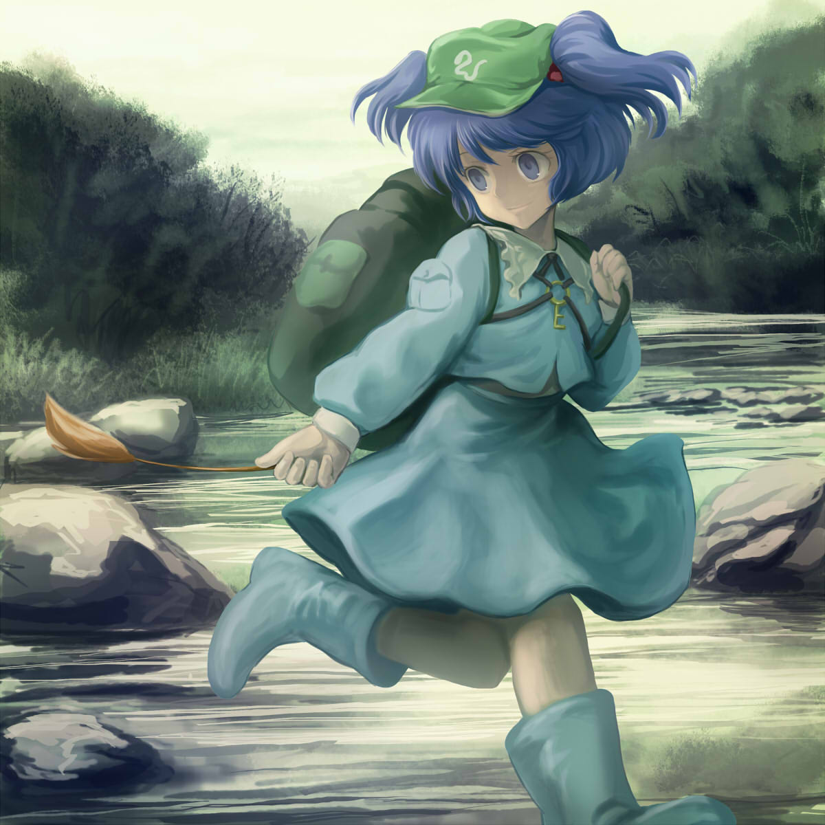 kawashiro_nitori, konowa, nature, river, running, touhou, water