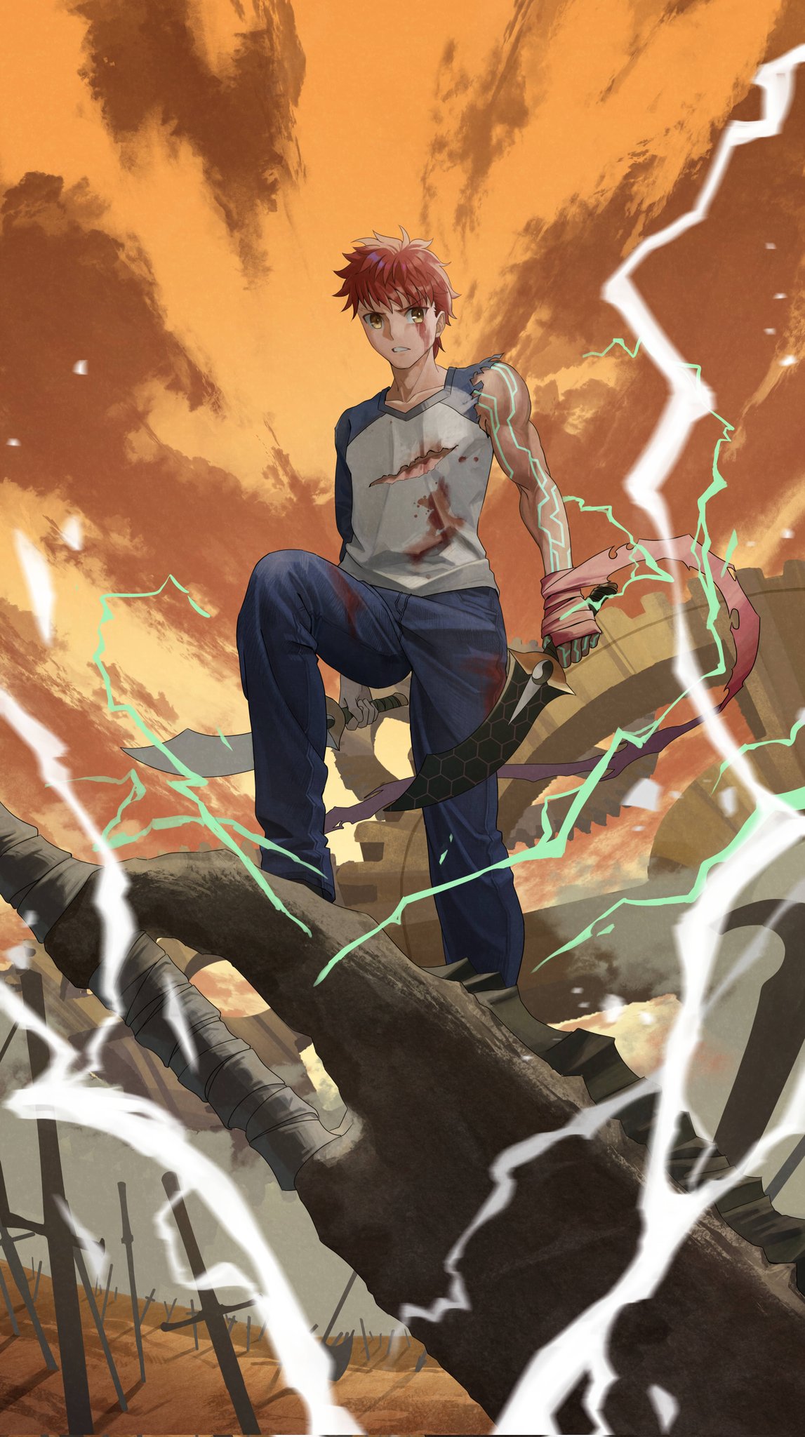 1boy, duang_(user_tsag8258), emiya_shirou, fate/stay_night, fate_(series), field_of_blades, gears, highres