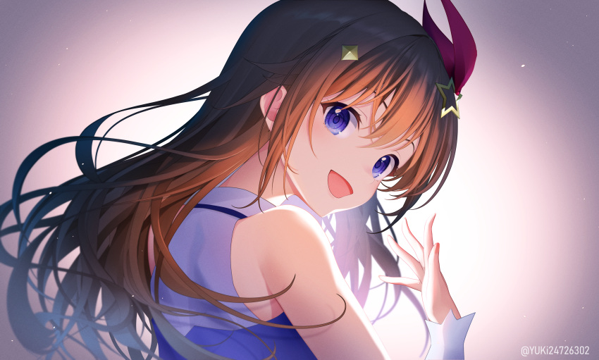 1girl, absurdres, blue_vest, brown_hair, diamond_hair_ornament, hair_ornament, highres, hololive