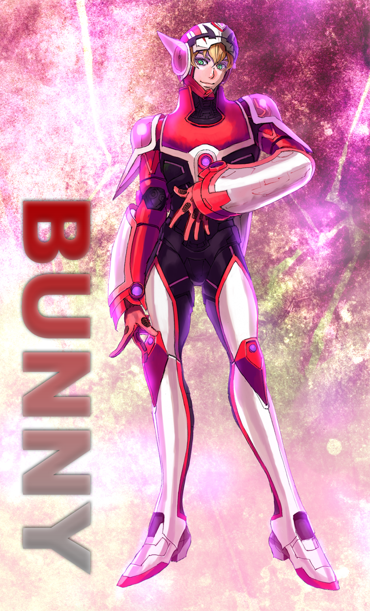 barnaby_brooks_jr, blonde_hair, green_eyes, highres, male, nazu0925, power_armor, power_suit