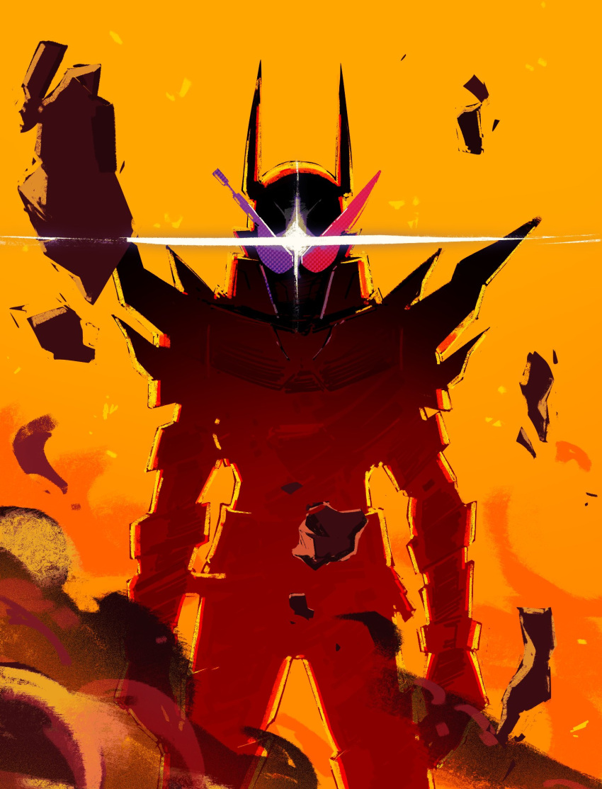 1boy, armor, black_armor, blue_eyes, compound_eyes, glowing, heterochromia, highres