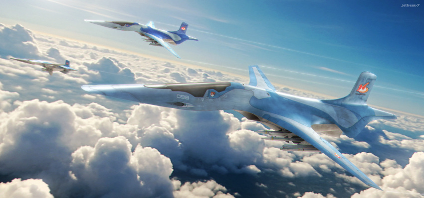 above_clouds, ace_combat, ace_combat_3, aircraft, airplane, artist_name, autodesk_3ds_max_(medium), blue_sky