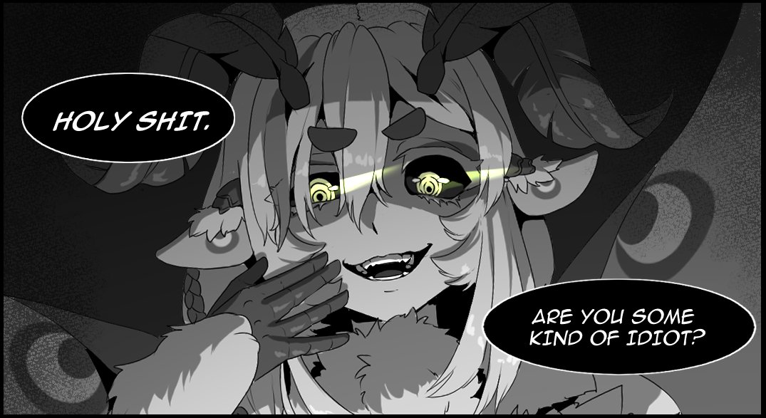 1girl, antennae, arthropod_girl, black_sclera, black_tongue, colored_sclera, colored_skin, english_text