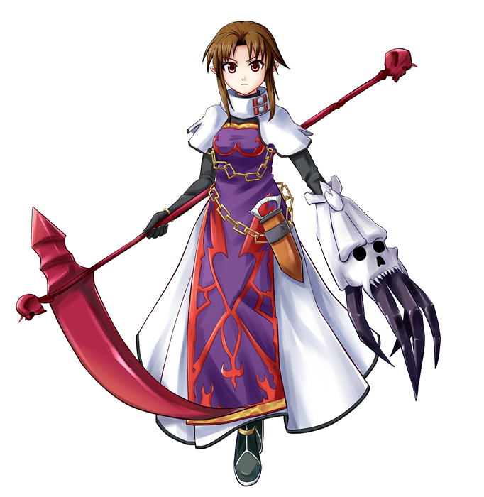 armor, armored_dress, black_gloves, brown_eyes, brown_hair, chain, chains, claws
