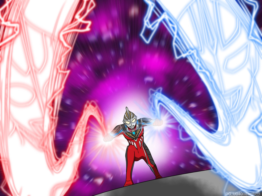 1boy, alien, armor, black_skin, blue_skin, blurry, chest_guard, clenched_hands
