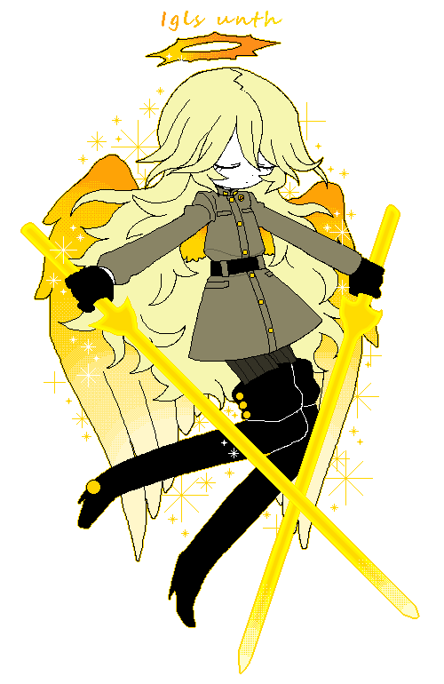 1girl, angel, angel_wings, belt, black_belt, black_boots, black_gloves, blonde_hair