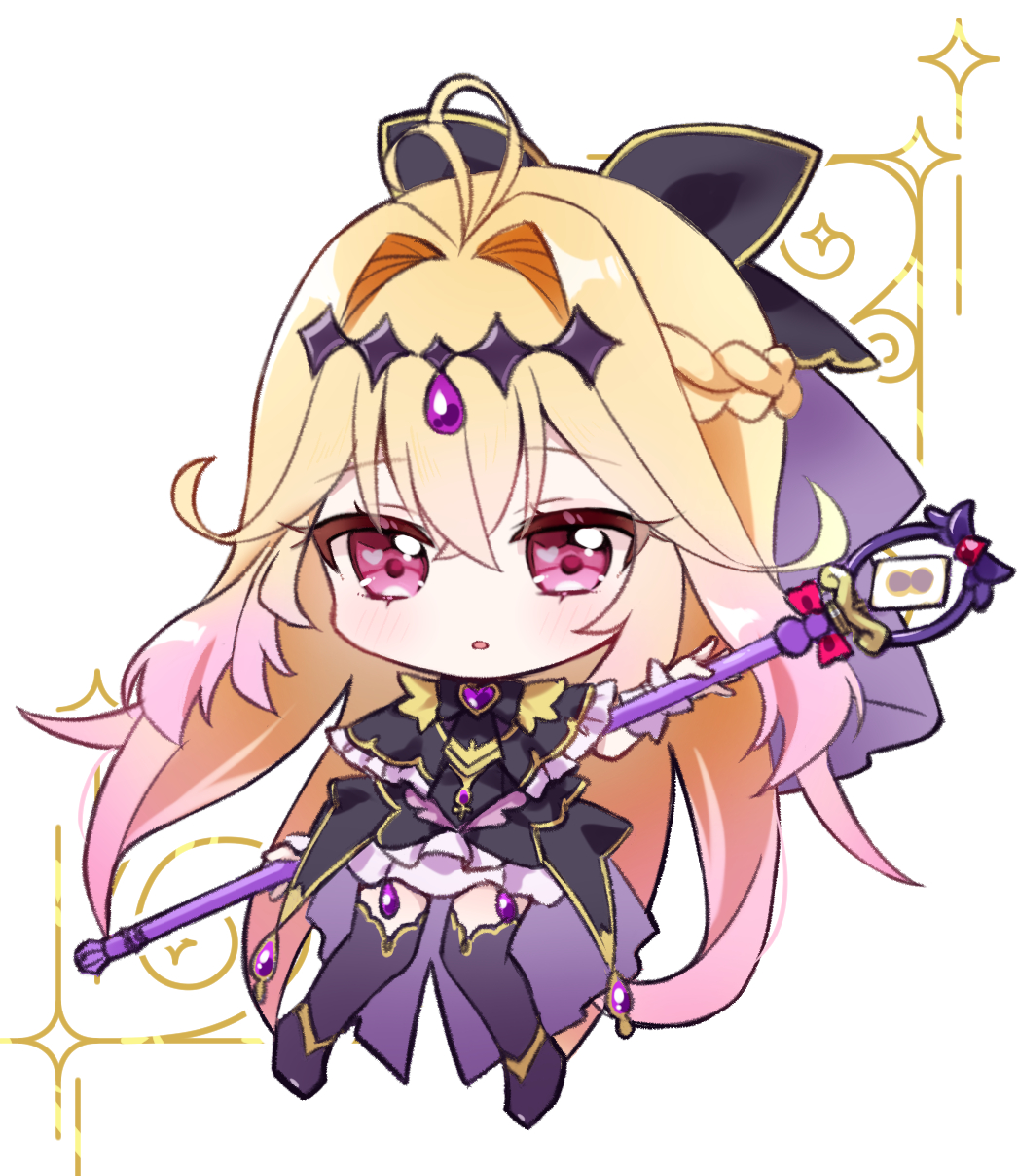 1girl, :o, antenna_hair, black_capelet, black_thighhighs, blonde_hair, brooch, capelet