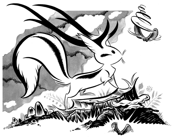 antlers, beckyandfrank, clouds, cloudy_sky, commentary, creature, creature_focus, deer_antlers