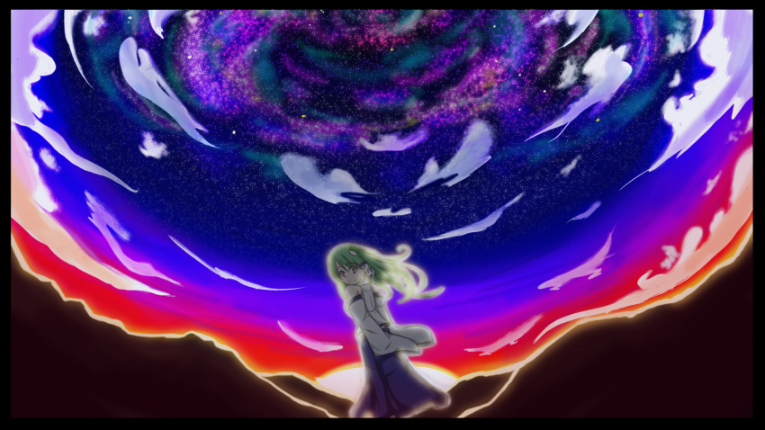 green_eyes, green_hair, hair_ornament, highres, kochiya_sanae, long_hair, solo, touhou