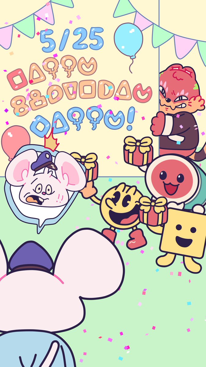 :3, :d, animal_ears, anniversary, balloon, blue_jacket, blush, bow