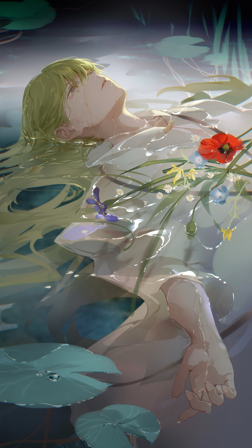 1other, absurdres, afloat, androgynous, emalfire, enkidu_(fate), fate/grand_order, fate_(series)
