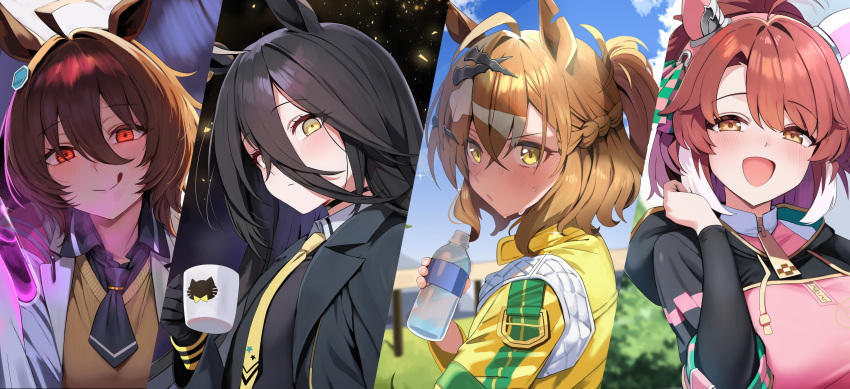 4girls, :d, :q, absurdres, agnes_tachyon_(tach-nology)_(umamusume), agnes_tachyon_(umamusume), ahoge, animal_ears
