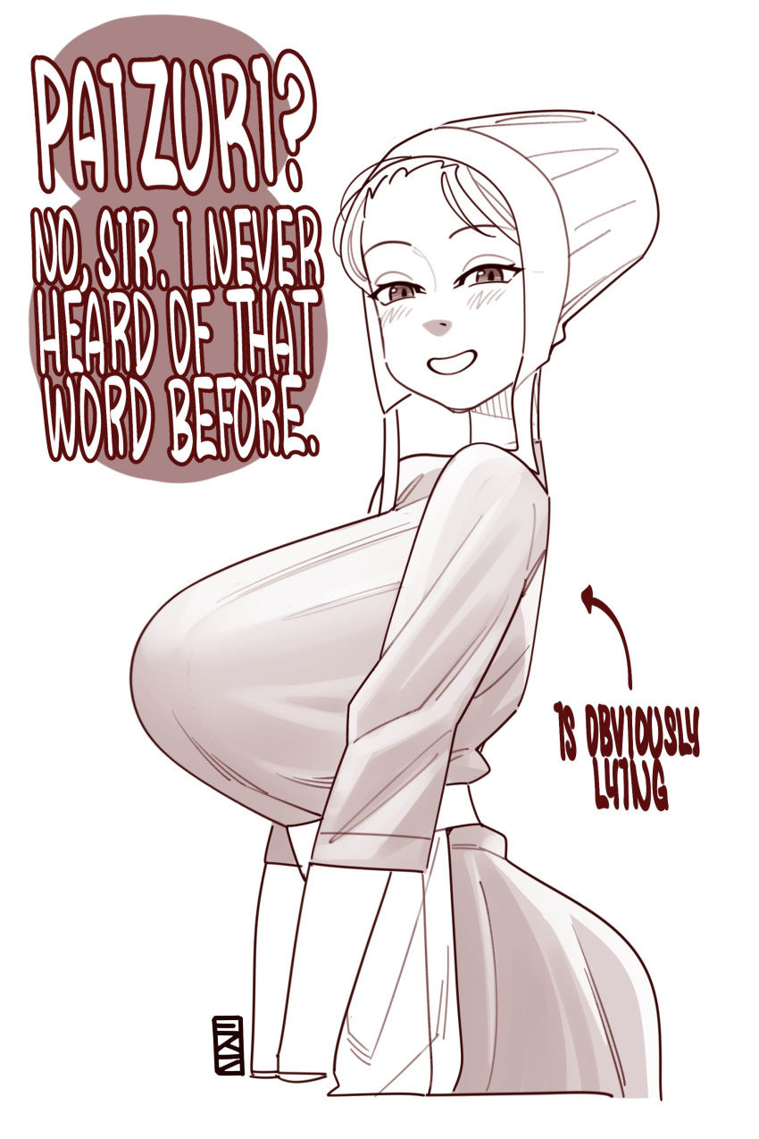 1girl, absurdres, amish, breasts, ekz_(robotekz), highres, large_breasts, looking_at_viewer