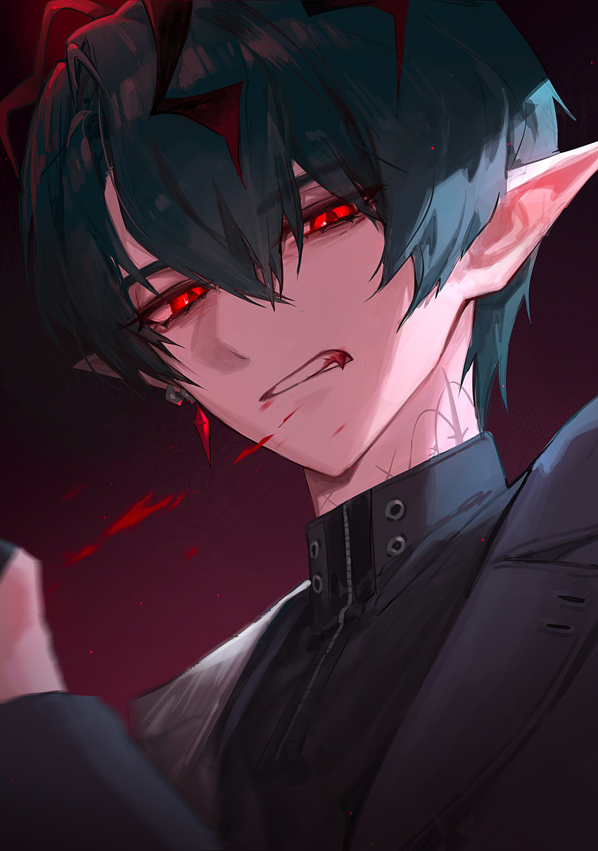 1boy, 2bmm2, absurdres, arknights, arknights:_endfield, arm_up, bishounen, black_shirt