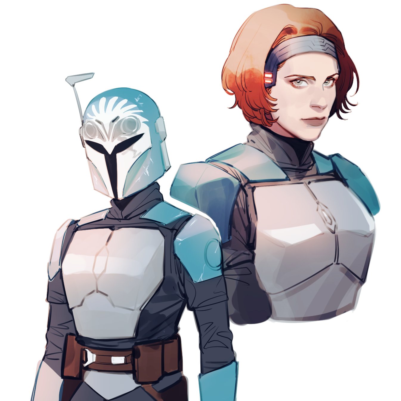 1girl, armor, assault_visor, black_assault_visor, bo-katan_kryze, breastplate, brown_hair, btraven