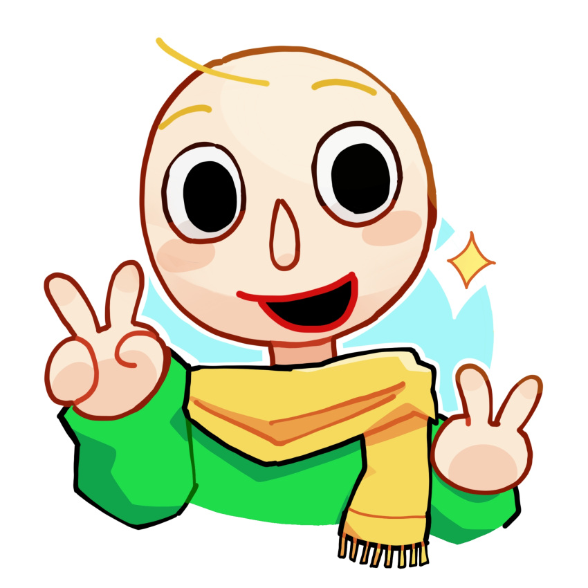 1boy, :d, artist_request, bald, baldi, baldi's_basics, blush_stickers, commentary_request