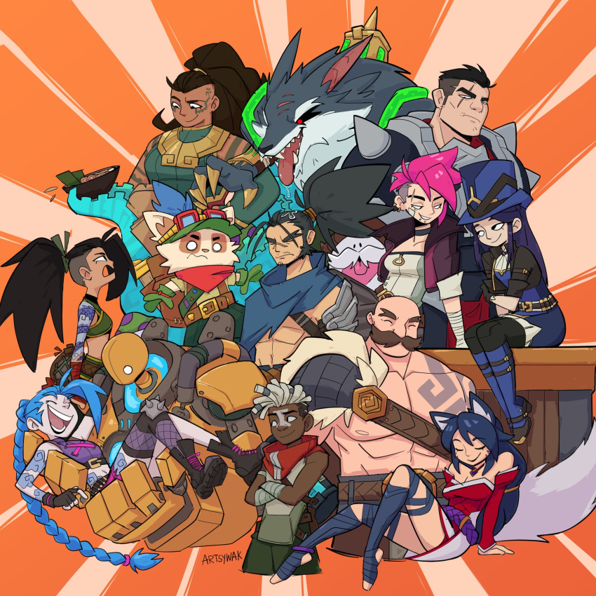 2xko, 6+boys, 6+girls, ahri_(league_of_legends), akali, animal_ears, artsywak, asymmetrical_hair