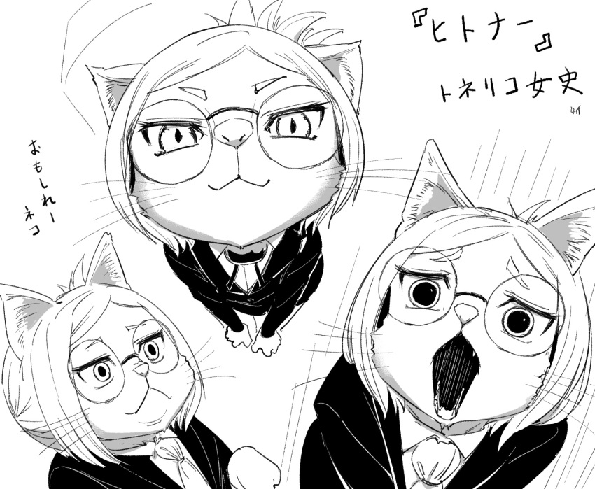 1girl, 4shi, animal_ear_fluff, animal_ears, animal_nose, ascot, black_jacket, cat_ears