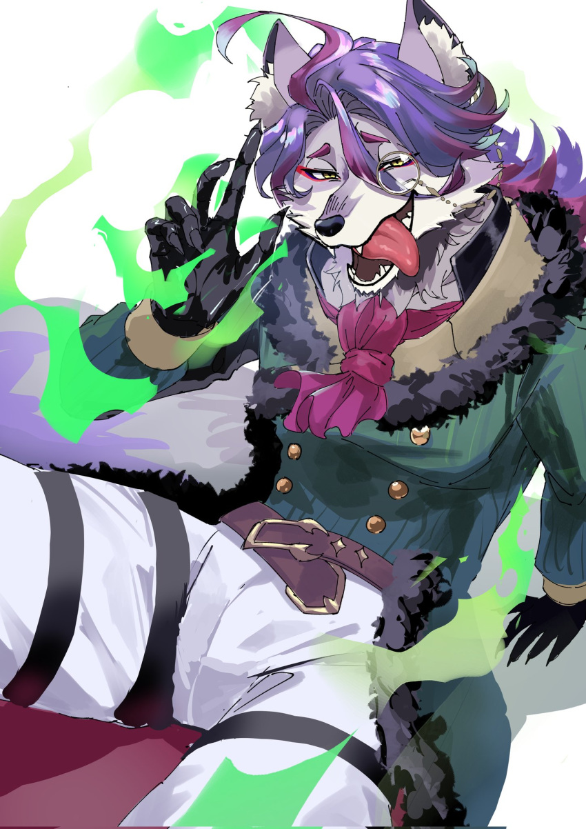 #compass, 1boy, animal_ears, ascot, black_gloves, charles_richter_(#compass), claws, coat