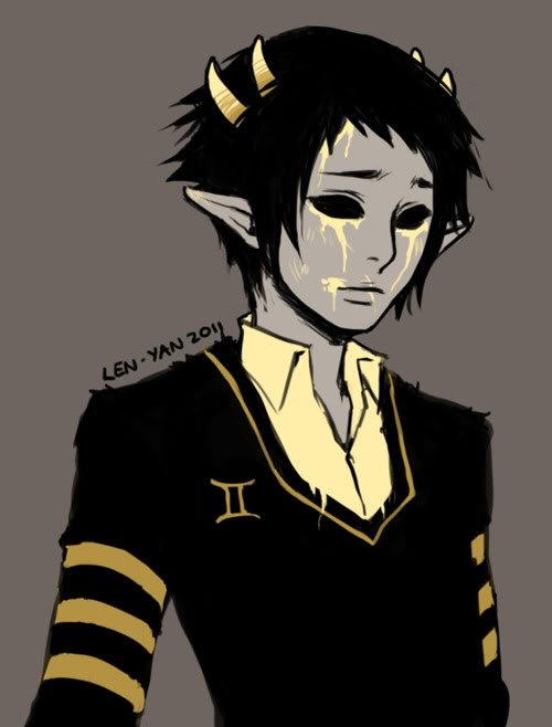 black_hair, bust, grey_skin, homestuck, horns, male, pointy_ears, short_hair