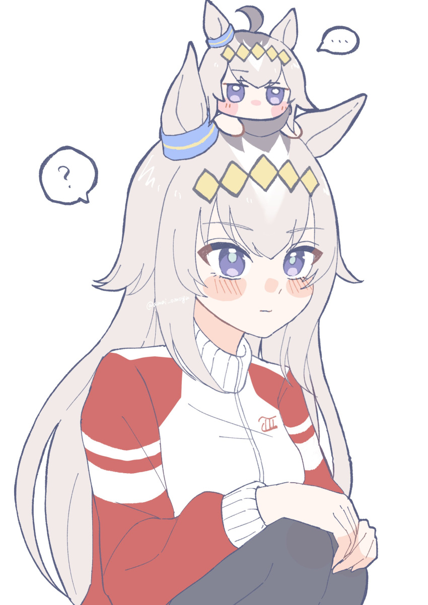 2girls, absurdres, ahoge, amai_omoyu, animal_ears, blue_eyes, blush, bow