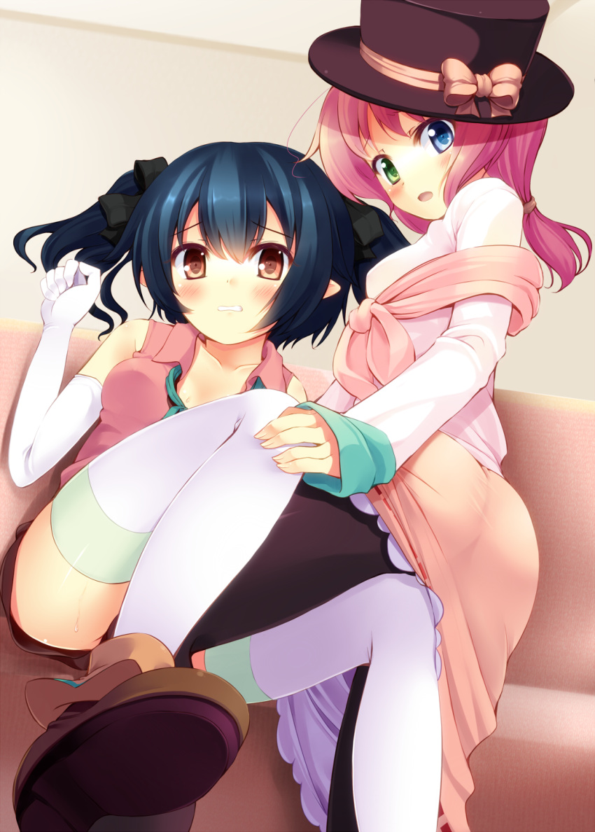 ass, ayame_(komone_ushio), black_legwear, blue_eyes, blue_hair, blush, boots, cornet_mariveninne