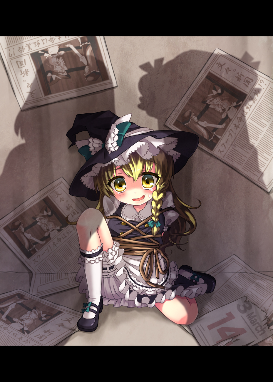 alice_margatroid, blonde_hair, bloomers, bondage, braid, hat, highres, hong_meiling