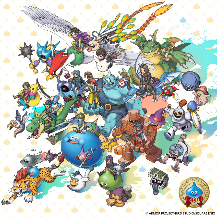 6+boys, 6+others, absurdres, anniversary, armor, axe, character_request, crown