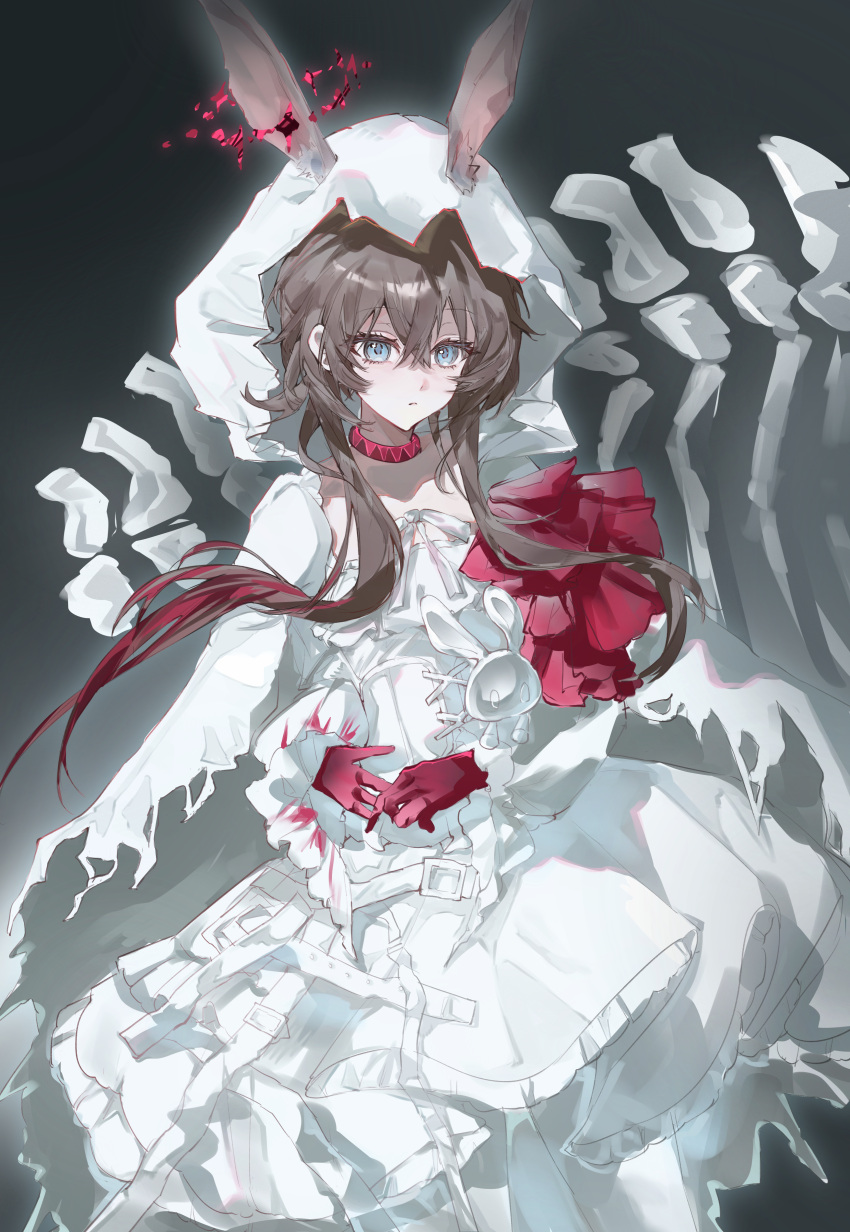 1girl, absurdres, amiya_(arknights), amiya_(medic)_(arknights), amiya_(medic)_(the_unbounded_folio)_(arknights), animal_ear_fluff, animal_ears, animal_skeleton