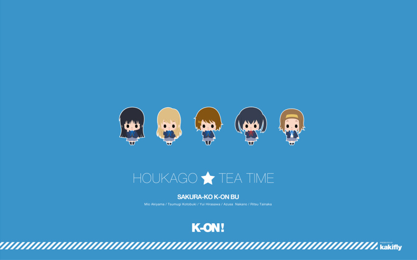 akiyama_mio, black_hair, blonde_hair, blush, brown_hair, chibi, daisensei, hair_ornament