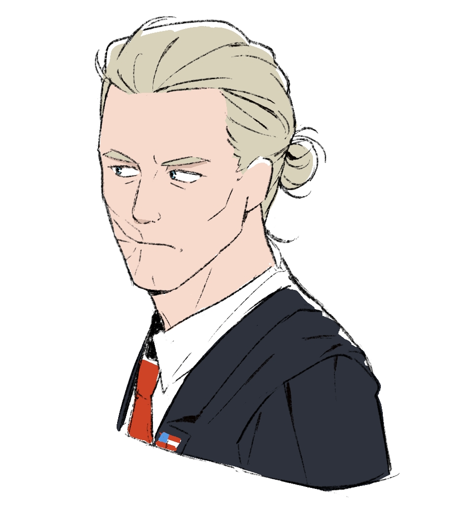 1boy, 990shitpost, aged_down, black_jacket, blonde_hair, blue_eyes, cecil_stedman, closed_mouth