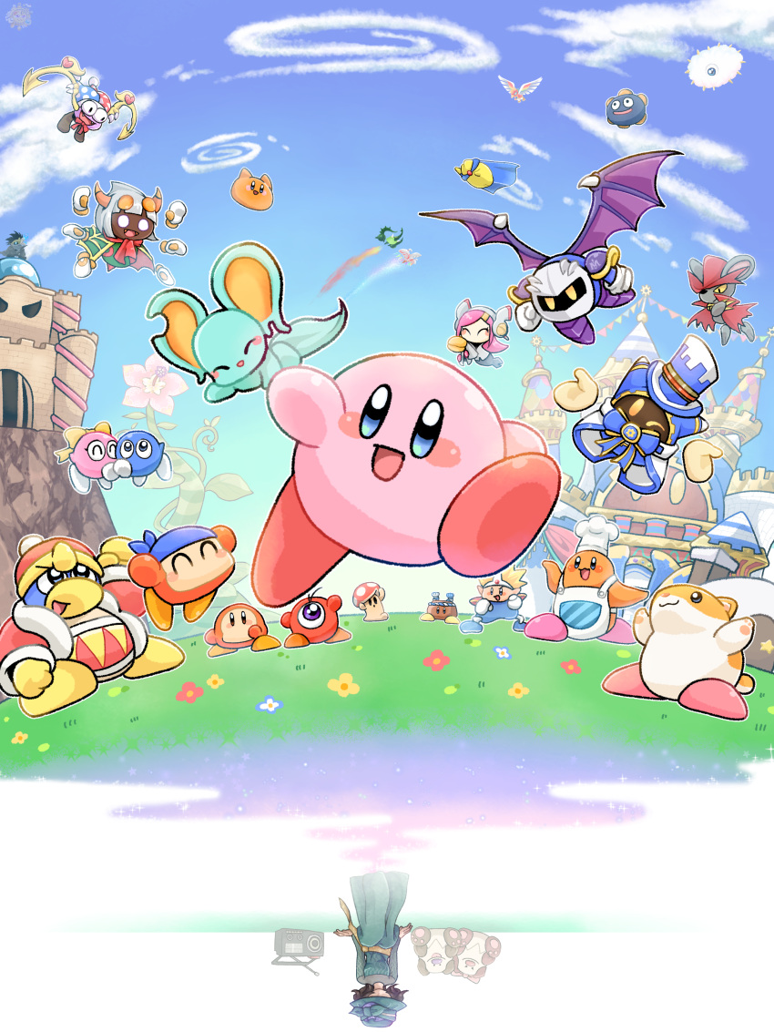 absurdres, animal_ears, anniversary, armor, bandana, bandana_waddle_dee, bat_wings, blue_bandana