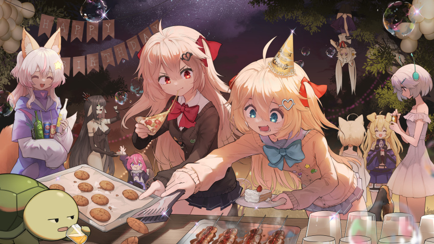 1boy, 6+girls, :3, absurdres, ahoge, alcohol, animal_ears, annytf