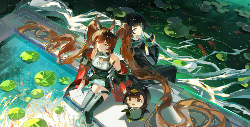 3girls, absurdres, angelina_(arknights), animal_costume, animal_ear_fluff, animal_ears, arknights, arknights:_endfield