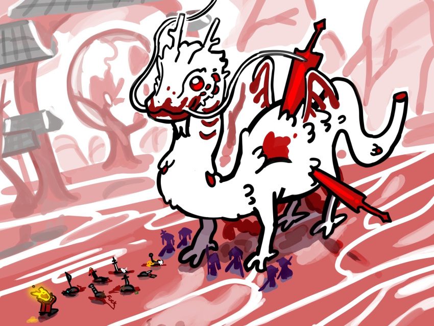 1other, blood, commentary_request, dante_(limbus_company), death, dragon, dying_message, faust_(project_moon)
