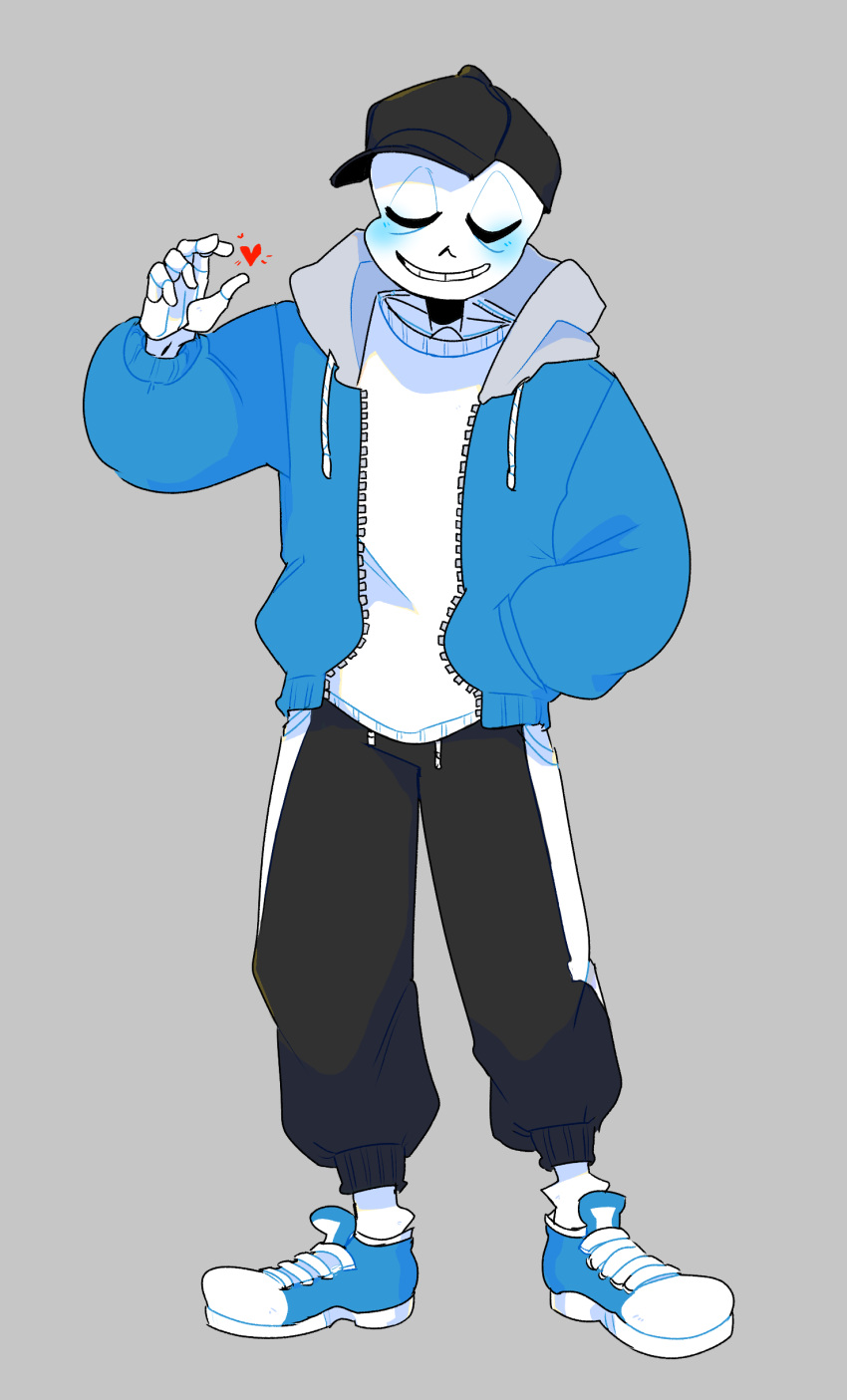1boy, 2020, 2d, baseball_cap, black_hat, black_pants, blue_jacket, blue_shoes