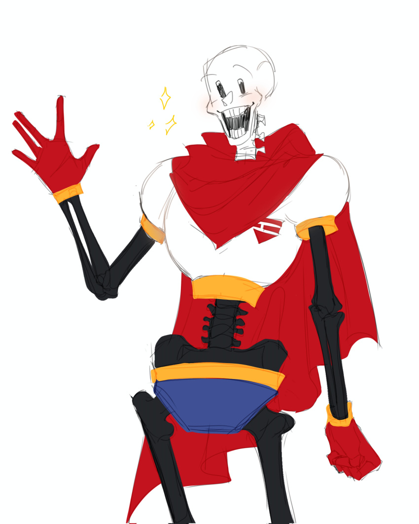 1boy, 2026, 2d, absurdres, armor, blue_shorts, cape, commentary