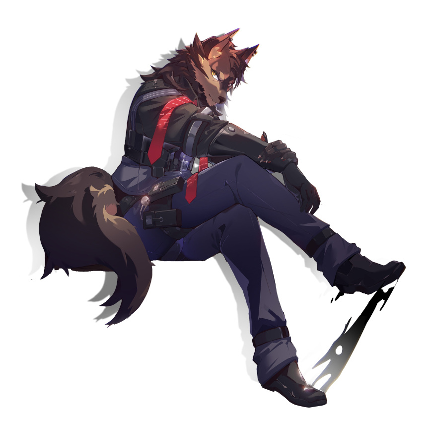 1boy, absurdres, animal_ears, black_gloves, black_pants, black_shirt, black_shoes, chinese_commentary