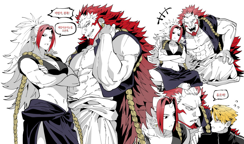 abs, absurdres, bare_pectorals, beard, commentary_request, facial_hair, hidari_(yomi_no_tsugai), highres