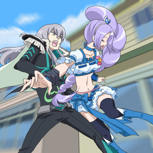 aono_miki, black_legwear, boots, bow, cape, choker, closed_eyes, cure_berry