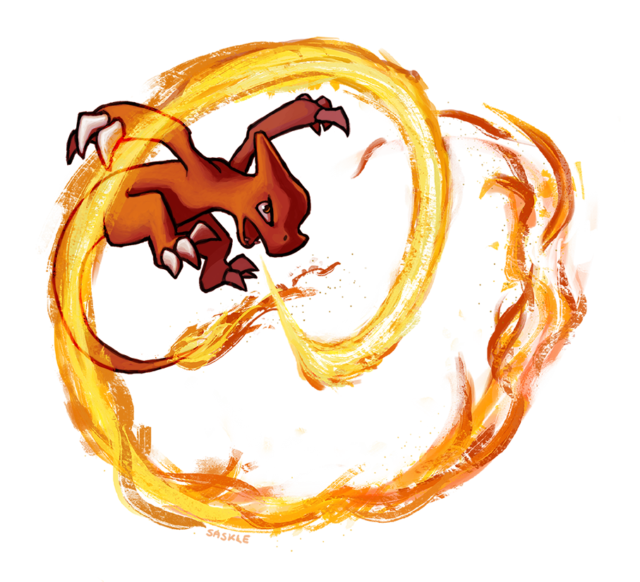 charmeleon, claws, commentary, english_commentary, fire, fire_spin_(pokemon), flame-tipped_tail, full_body