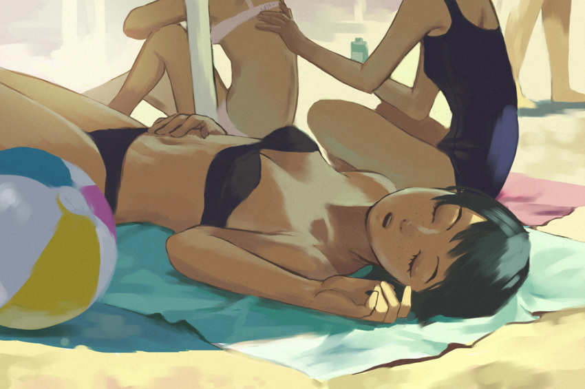 ball, balloon, bandeau, beach, beach_towel, beach_umbrella, beachball, bikini