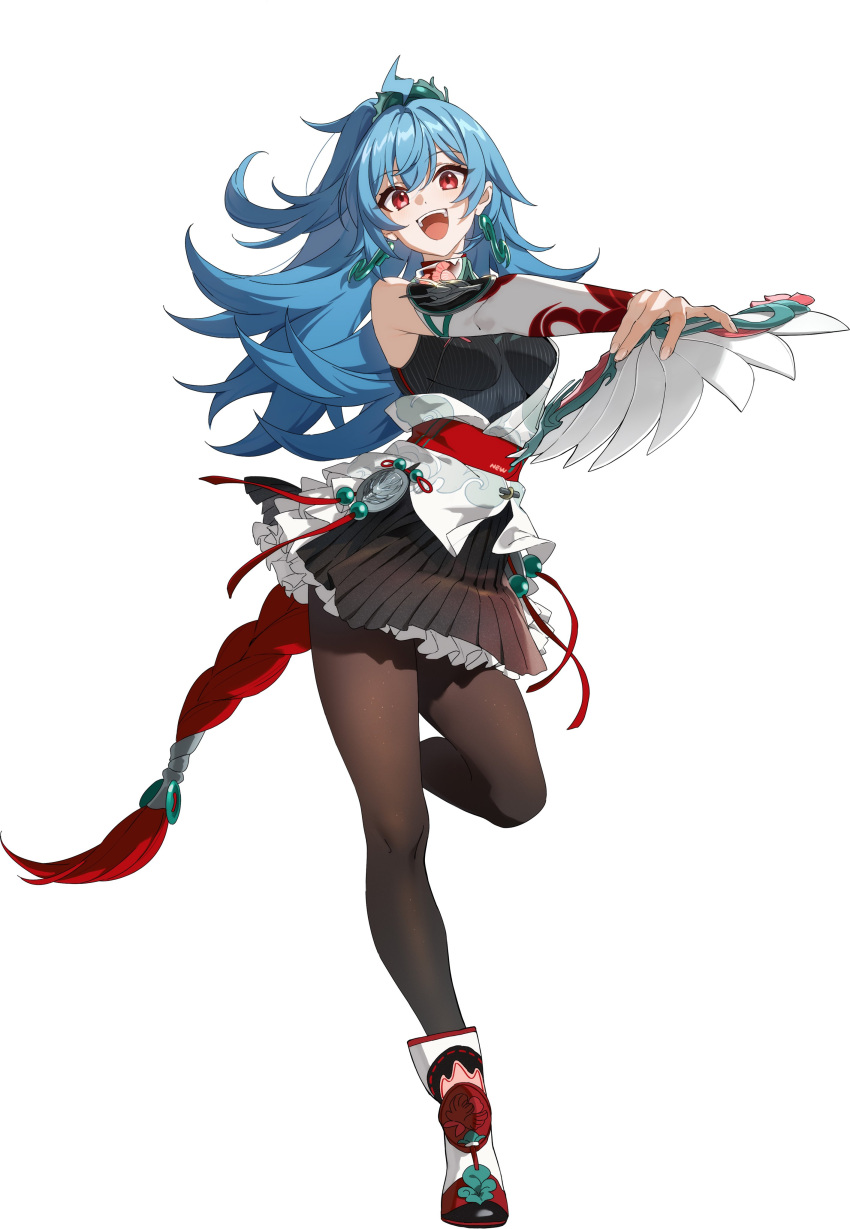 1girl, :d, absurdres, ahoge, bili_girl_22, bilibili, black_pantyhose, black_skirt