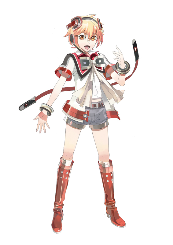 belt, blush, body_blush, boots, bow, bracelet, headset, hibiki_lui