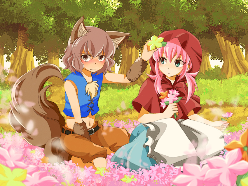 animal_ears, bad_id, big_bad_wolf_(cosplay), big_bad_wolf_(grimm), blue_eyes, blush, brown_eyes, brown_hair